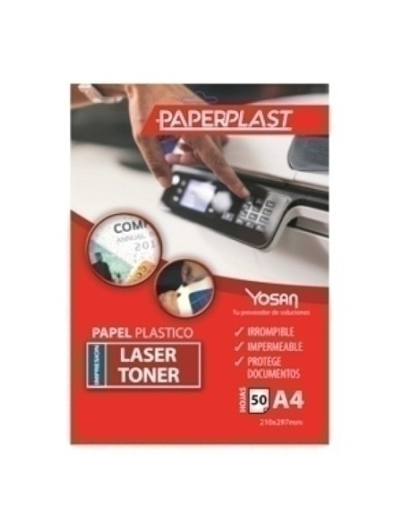 PAPEL YOSAN PAPERPLAST PLASTICO BLANCO BRILLO A4 DE 250 MICRAS