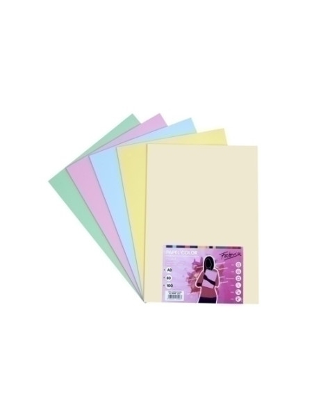PAPEL de COLOR A3 FABRISA 80g 100h SURTIDO PASTEL