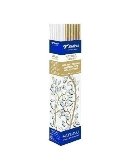 PAPEL de EMBALAR KRAFT ROLLO SADIPAL NATURA  1x3m EXPOSITOR de 24 18x marrón - 6x Blanco