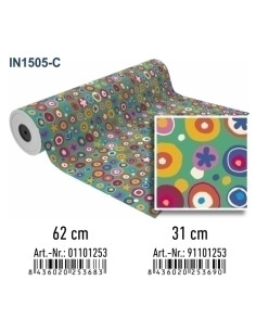 PAPEL de REGALO BOBINA BASIKA 31 cm x 80 m 2 Kg aprox INFANTIL IN1505-C 31 CM