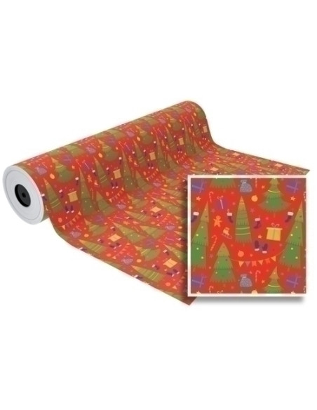 PAPEL de REGALO BOBINA BASIKA 31 cm x 80 m 2 Kg aprox NAVIDAD NV1701-A 31 CM