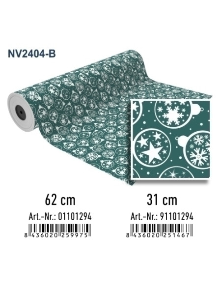 PAPEL de REGALO BOBINA BASIKA 31 cm x 80 m 2 Kg aprox NAVIDAD NV2404-B 31 CM