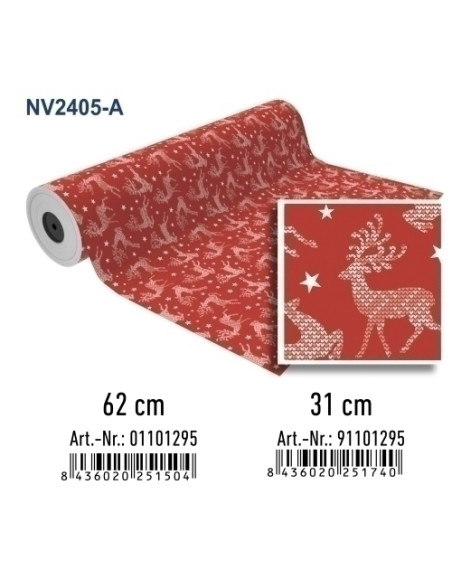 PAPEL de REGALO BOBINA BASIKA 31 cm x 80 m 2 Kg aprox NAVIDAD NV2405-A 31 CM