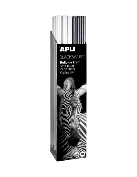 PAPEL de REGALO ROLLO APLI 1x3 m CAJA de 30 BLACK&WHITE