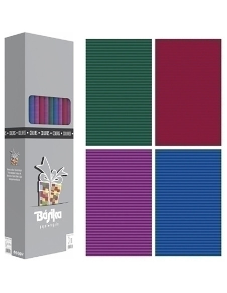 PAPEL de REGALO ROLLO BASIKA 1x3 m CAJA de 40 COLORES