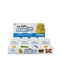 PASTA DE MODELAR CARIOCA MODELIGHT ANIMAL BOTE 30g  EXPOSITOR DE 16