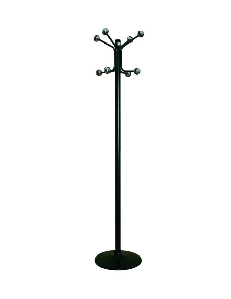 PERCHERO CILINDRO PIE METALICO H-12 8 BOLAS 175x37 NEGRO