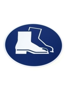 PICTOGRAMA ADHESIVO TARIFOLD PARA SUELO Y PARED  CALZADO DE SEGURIDAD REQUERIDO  Ø430 mm BOLSA DE 1