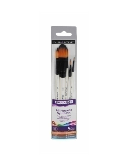 PINCEL DALER ROWNEY GRADUATE ACUARELA  MANGO CORTO BLISTER DE 5