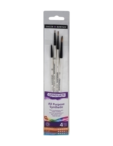 PINCEL DALER ROWNEY GRADUATE MANGO CORTO BLISTER DE 4