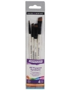 PINCEL DALER ROWNEY GRADUATE PLANOS MANGO CORTO BLISTER DE 4