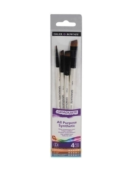 PINCEL DALER ROWNEY GRADUATE PLANOS MANGO CORTO BLISTER DE 4