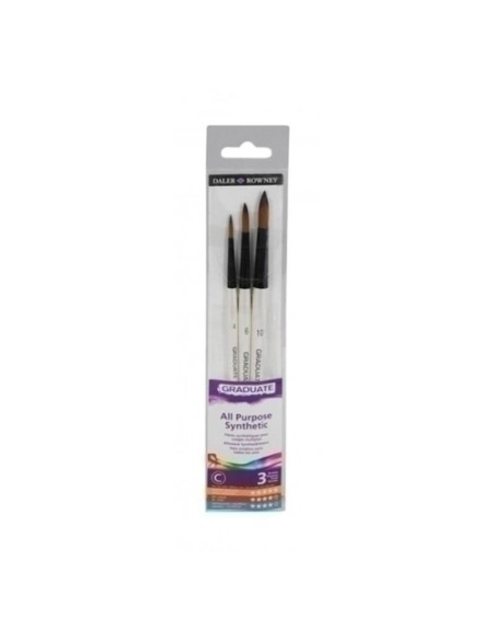 PINCEL DALER ROWNEY GRADUATE REDONDO MANGO CORTO BLISTER DE 3