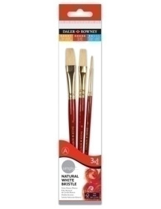PINCEL DALER ROWNEY pelo CERDA MANGO CORTO BLISTER DE 3