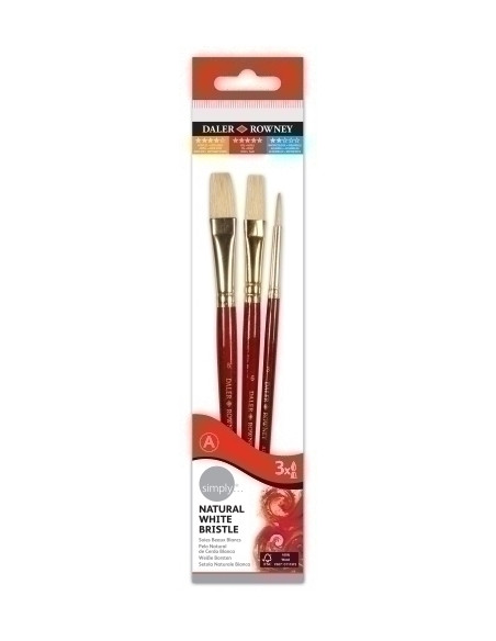 PINCEL DALER ROWNEY pelo CERDA MANGO CORTO BLISTER DE 3