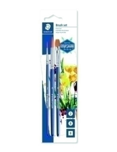 PINCEL STAEDTLER 989 ESCOLAR BLISTER de 3 redondo n2 redondo n8 y plano n 8