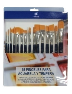 PINCEL VAN GOGH TORAY MANGO CORTO ACUARELA Y TEMPERA ESTUCHE DE 15