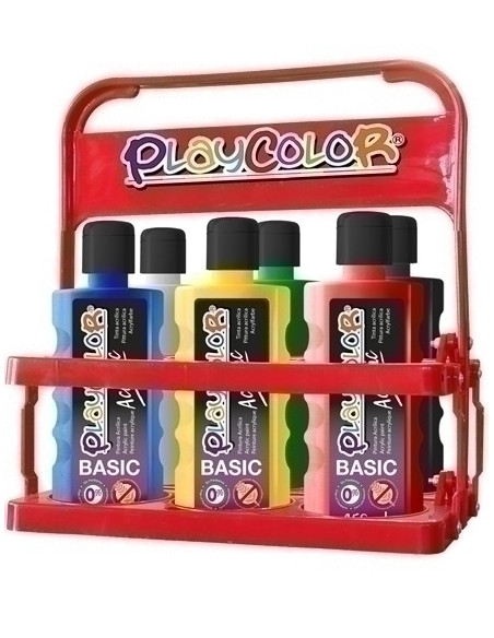 PINTURA ACRILICA PLAYCOLOR BASIC SURTIDO BOLSA de 6 colores 250 ml  Blanco  Amarillo  Rojo  Verde  Azul  Negro