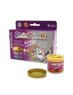 PINTURA ACRILICA PLAYCOLOR METALIC SURTIDO CAJA de 6 colores 40 ml