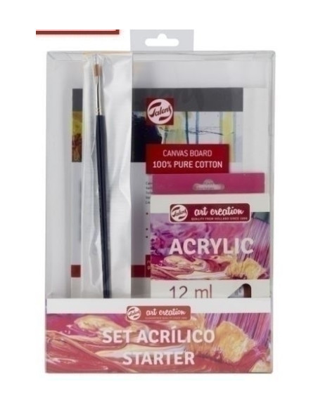 PINTURA ACRILICA TALENS ART CREATION SET STARTER pinturas tablilla entelada pinceles y libro de acrílico