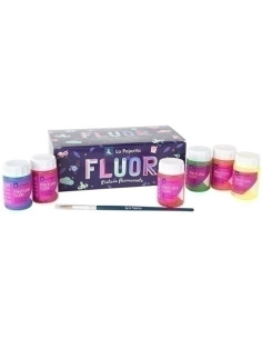 PINTURA LATEX LA PAJARITA FLUORESCENTE 35 ml bote ESTUCHE de 6