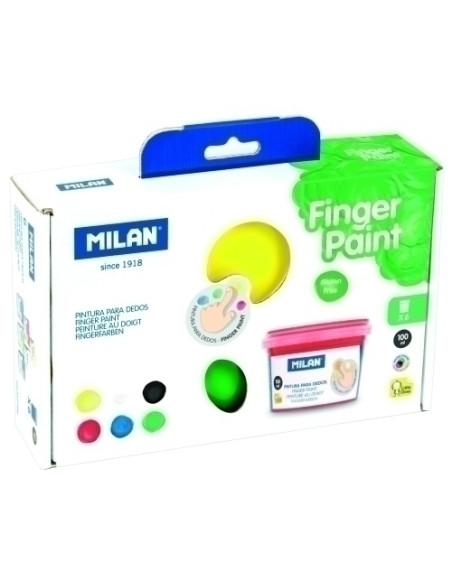 PINTURA de DEDOS MILAN 40 ml COLORES BASICOS CAJA de 6