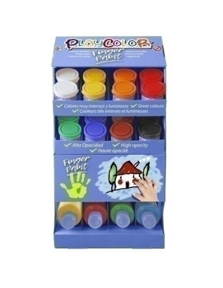 PINTURA de DEDOS PLAYCOLOR FINGER PAINT BASIC SURTIDO EXPOSITOR DE 36 24x BOTE 40 ml 12x BOTE 250 ml