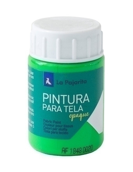 PINTURA para TELA LA PAJARITA 35 ml OPACA FLUORESCENTE VERDE TOF-04