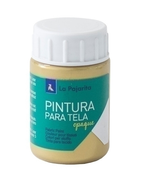 PINTURA para TELA LA PAJARITA 35 ml OPACA METALIZADA ORO REAL TOM-14