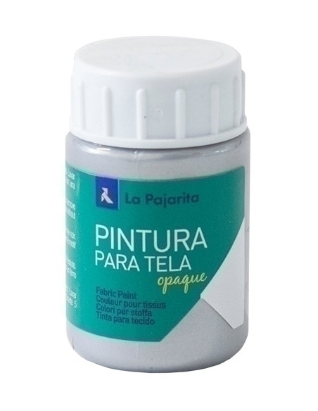 PINTURA para TELA LA PAJARITA 35 ml OPACA METALIZADA PLATA TOM-2