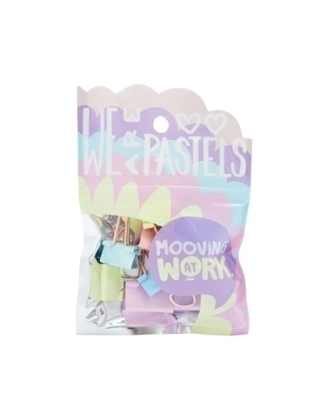 PINZA PALA ABATIBLE MOOVING PASTEL 19 mm BLISTER de 12 COL SURTIDOS