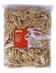 PINZAS APLI 46x6 MADERA NATURAL BOLSA de 400