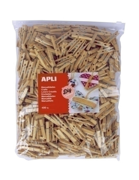 PINZAS APLI 46x6 MADERA NATURAL BOLSA de 400