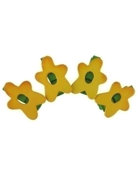 PINZAS SMART MADERA FLORES AMARILLAS PACK de 4