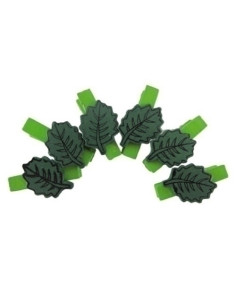 PINZAS SMART MADERA HOJAS VERDES PACK de 6