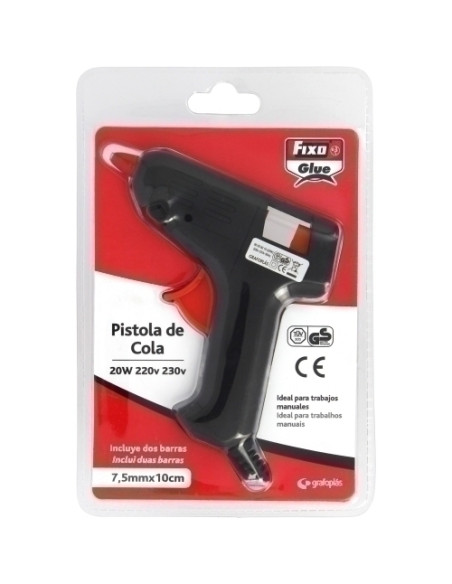 PISTOLA COLA TERMOFUSIBLE FIXO  20W  2 BARRAS DE COLA