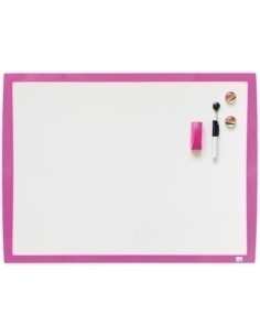 PIZARRA BLANCA MAGNETICA NOBO 430x585 mm  ROTULADOR  IMANES  BORRADOR MARCO FUCSIA