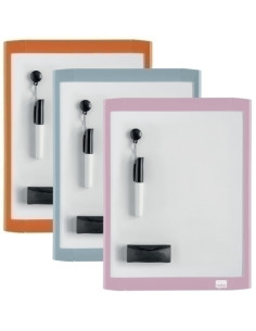 PIZARRA BLANCA MAGNETICA NOBO PEQUEÑA 216x280 mm  ROTULADOR  BORRADOR MARCO SURTIDO PASTEL 3 col