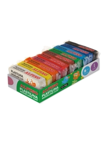 PLASTILINA ALPINO  50 GR CAJA 10 col surt