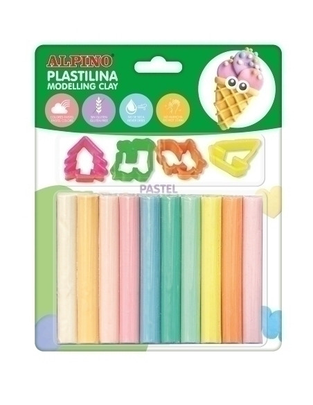 PLASTILINA ALPINO BLISTER 10 17GR PASTEL  HERRAMIENTAS