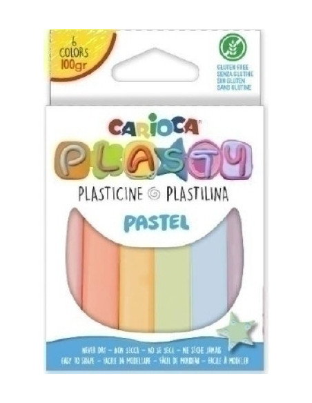 PLASTILINA CARIOCA PASTEL BARRA 20 gr CAJA de 6