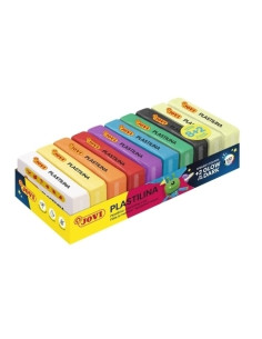 PLASTILINA JOVI 70 PASTILLA 50 gr SURTIDO SURTIDO ESTUCHE de 10 8 colores basicos  2 fosforescentes