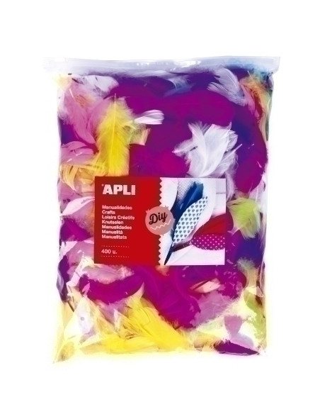 PLUMAS APLI 7-16 cm SURTIDO BOLSA de 400