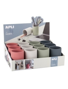 PORTA LAPICES APLI UP NORTH SILICONA SURTIDO EXPOSITOR de 12 3 x 4 colores