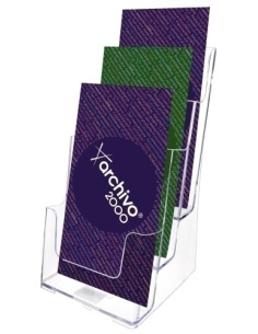 ARCHIVO 2000 PORTAFOLLETOS SOBREMESA 3 ALTURAS 13 DIN A4 VERTICAL POLIESTIRENO ULTRA TRANSPARENTE