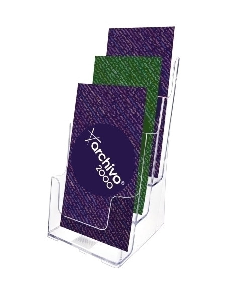 PORTAFOLLETOS SOBREMESA A2000 13 DE A4 VERTICAL 3 COMPARTIMENTOS CRISTAL