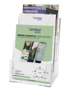 PORTAFOLLETOS SOBREMESA A2000 A5 VERTICAL 3 COMPARTIMENTOS CRISTAL