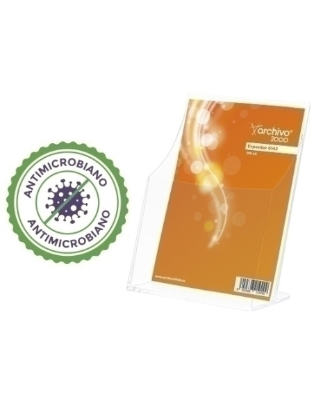 PORTAFOLLETOS SOBREMESA A2000 PREMIUM ANTIMICROBIANO SANITIZED A5 VERTICAL 1 COMPARTIMENTO PREMIUM CRISTAL