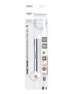 PORTAGOMAS TOMBOW MONO ZERO PUNTA RECTANGULAR  RECAMBIO CUERPO BLANCOAZUL Y NEGRO
