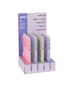 PORTAMINAS APLI 07 mm COLORES SURTIDOS EXPOSITOR DE 20